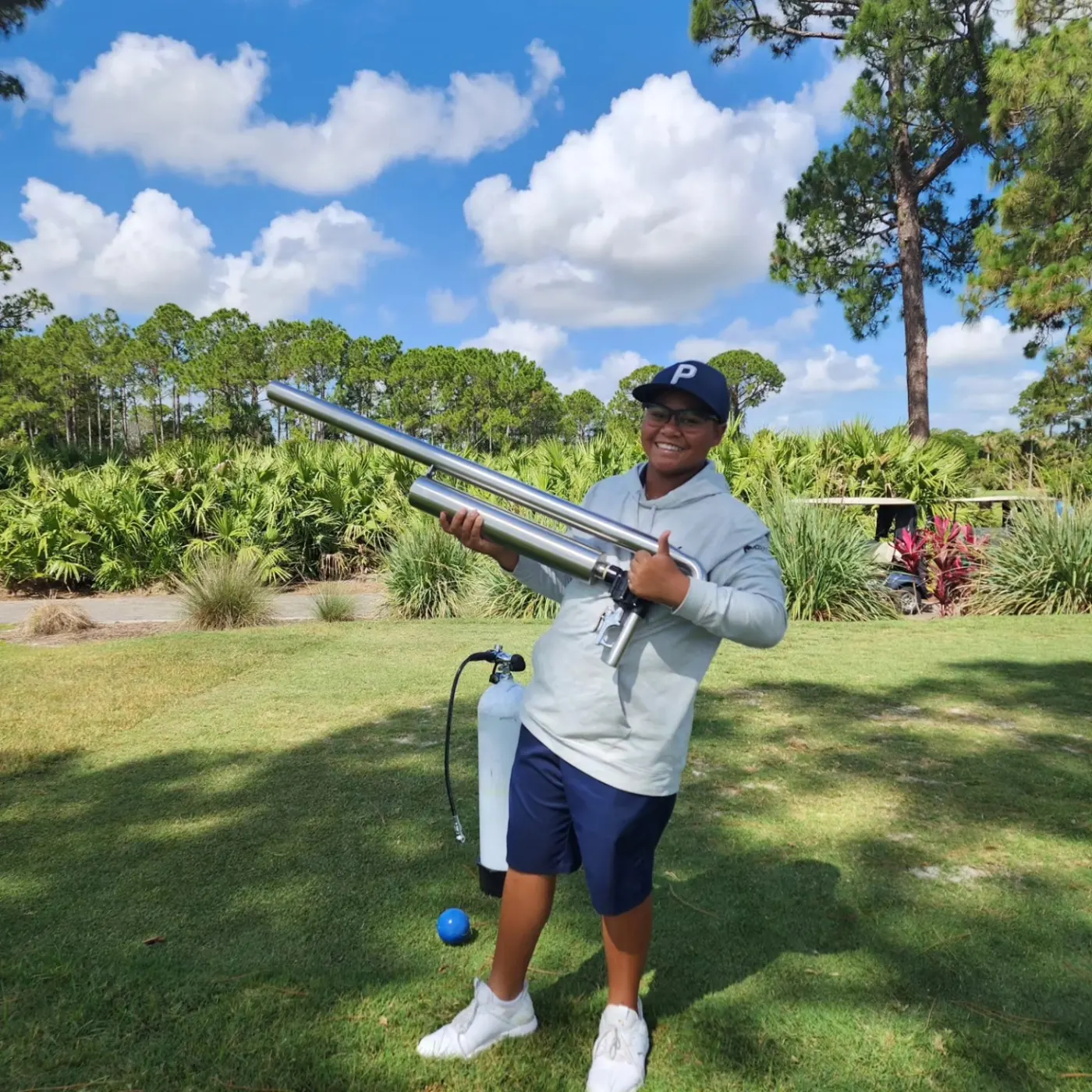 Golf ball launcher closest-to-the-pin challenge