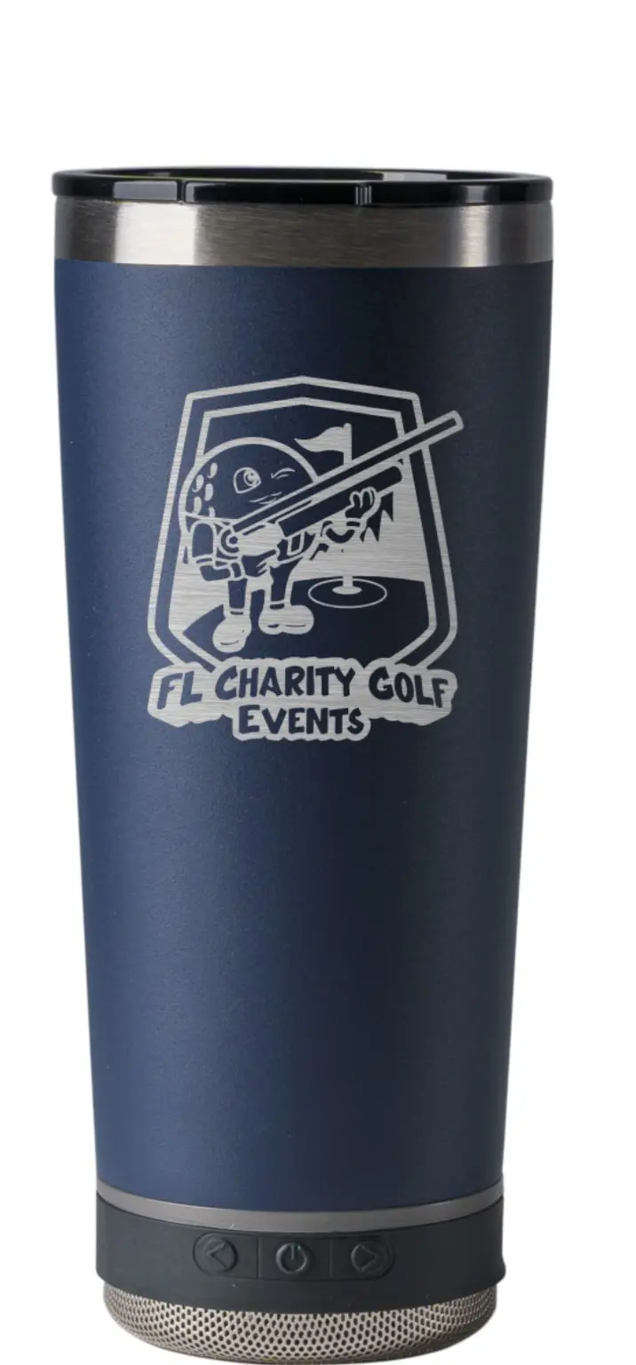 Custom blue speaker tumbler
